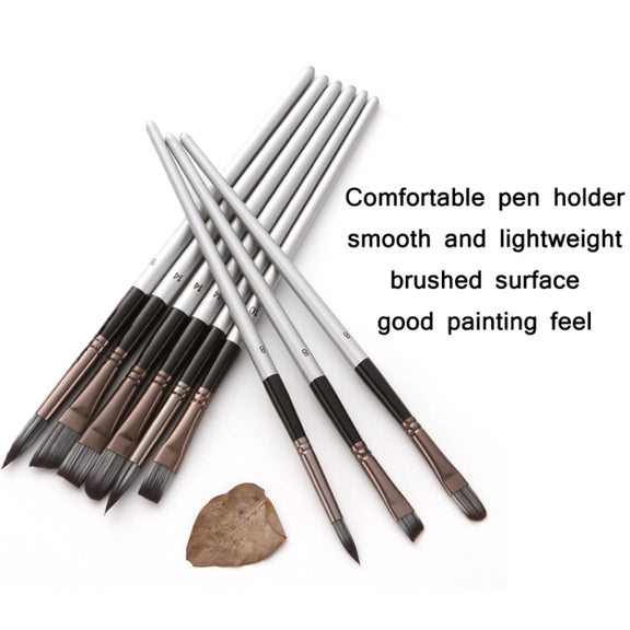 24 PCS/Set Canvas Bag Nylon Wool Gouache Brush Set(Pearl White Pole Black Bag)