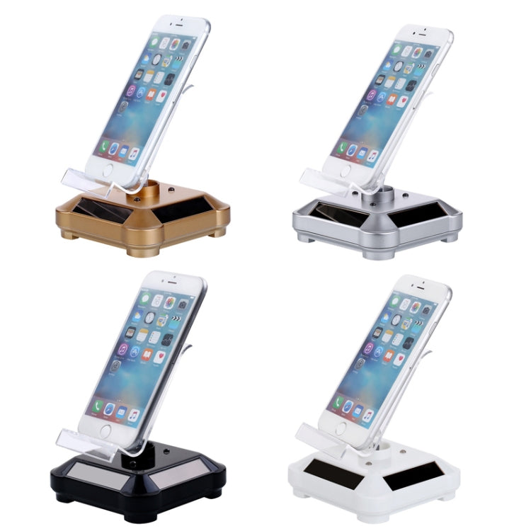 Solar Turntable Mobile Phone Stand Display Stand With Coloful Light(White)