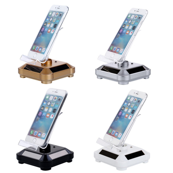 Solar Turntable Mobile Phone Stand Display Stand With Coloful Light(White)