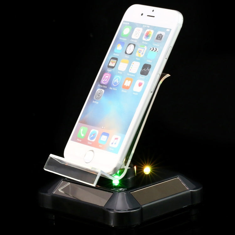 Solar Turntable Mobile Phone Stand Display Stand With Coloful Light(White)