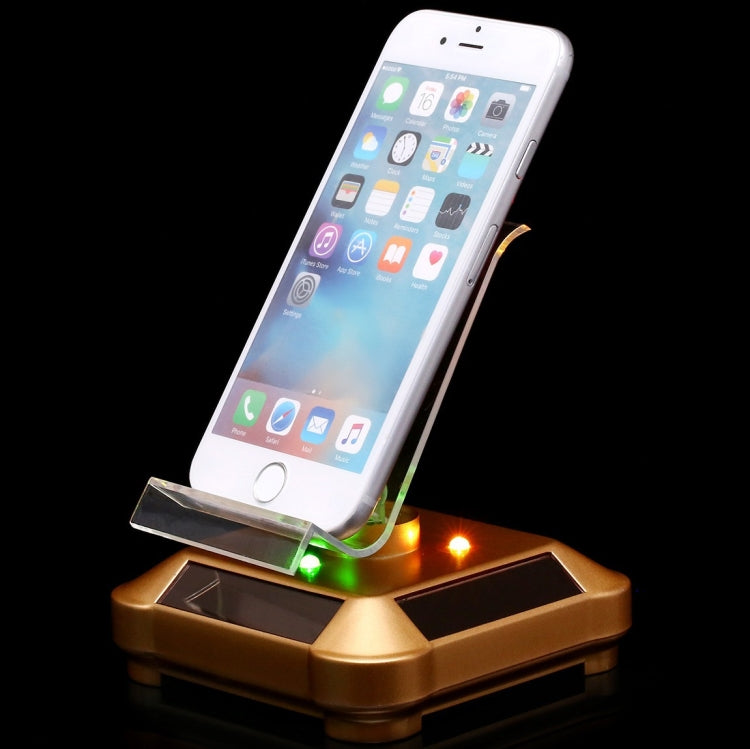 Solar Turntable Mobile Phone Stand Display Stand With Coloful Light(White)
