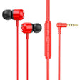 2 PCS TS6000 3.5mm Metal Elbow In-Ear Wired Control Earphone with Mic(Red) - In Ear Wired Earphone by PMC TechLife | Online Shopping South Africa | PMC TechLife