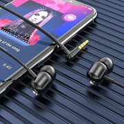 2 PCS TS6000 3.5mm Metal Elbow In-Ear Wired Control Earphone with Mic(Black)