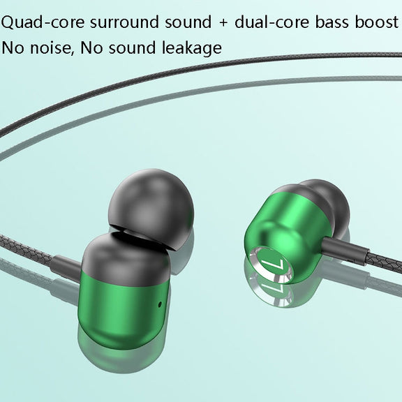 2 PCS TS6000 3.5mm Metal Elbow In-Ear Wired Control Earphone with Mic(Green)