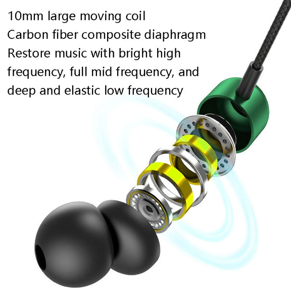 2 PCS TS6000 3.5mm Metal Elbow In-Ear Wired Control Earphone with Mic(Black)