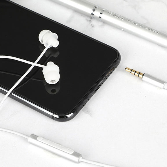 EN3900 3.5mm Plug In-Ear Wired Control Earphone with Mic(White)