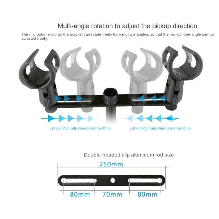 A16 Double-headed  Microphone Clip Aluminum Pole Microphone Accessories