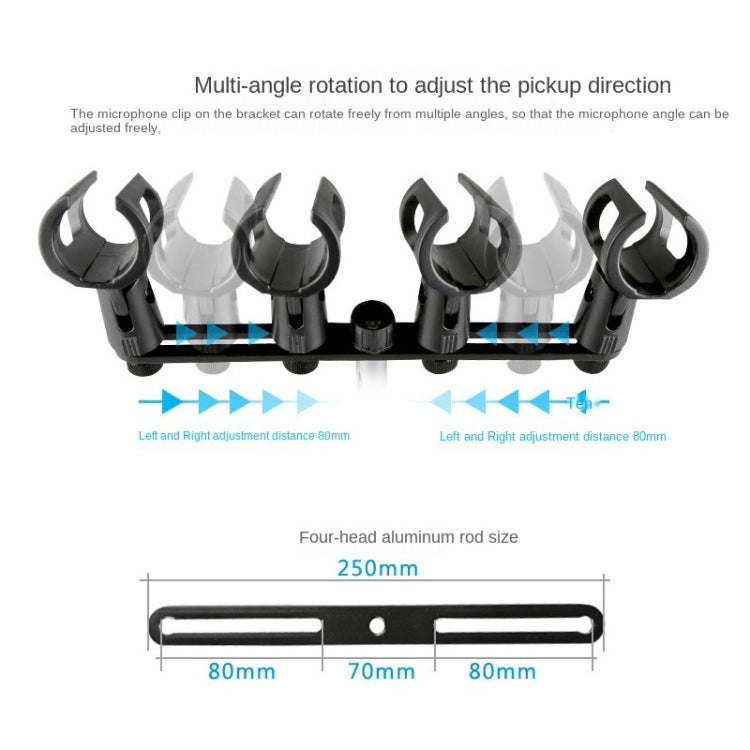 A18 Four-headed  Microphone Clip Aluminum Pole Microphone Accessories