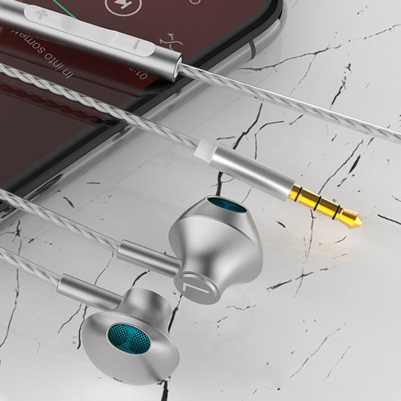 TS5000 3.5mm Metal Subwoofer Wired Earphone(Silver Gray)