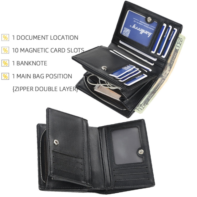 Baellerry D3216 Men Short Vertical Multi-Card Snap Coin Purse(Khaki)