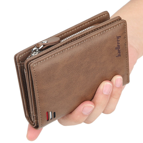 Baellerry D3216 Men Short Vertical Multi-Card Snap Coin Purse(Brown)