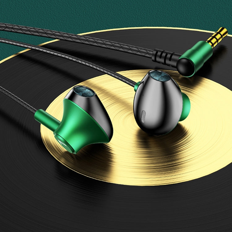 TS6800 3.5mm Metal Elbow Noise Cancelling Wired Game Earphone(Green)