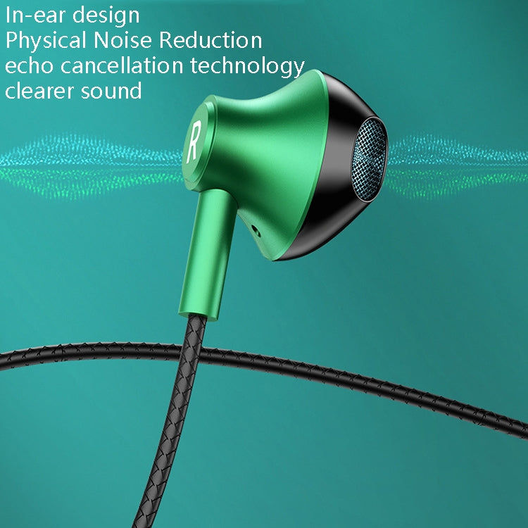 TS6800 3.5mm Metal Elbow Noise Cancelling Wired Game Earphone(Green)
