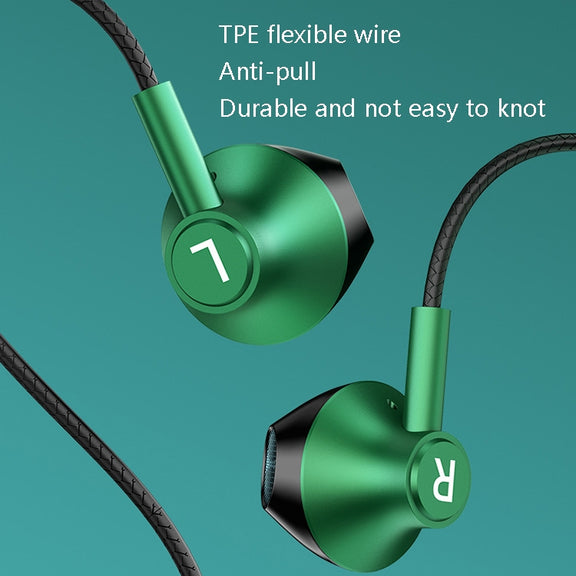 TS6800 3.5mm Metal Elbow Noise Cancelling Wired Game Earphone(Green)