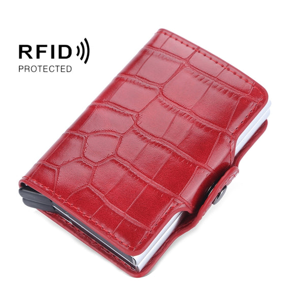 Baellerry K9171 RFID Anti-Magnetic Card Holder Crocodile Pattern Card Holder(Red)