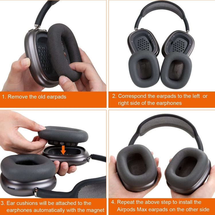 2 PCS Foam Earpads Earmuffs For AirPods Max(Mesh Deep Gray)