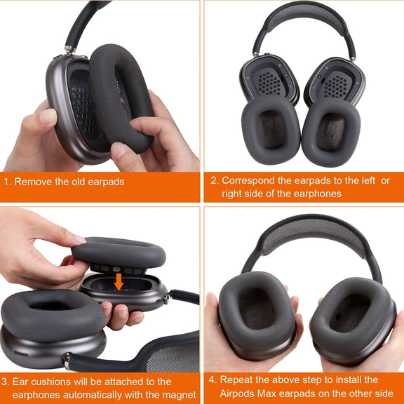 2 PCS Foam Earpads Earmuffs For AirPods Max(Mesh Deep Gray)
