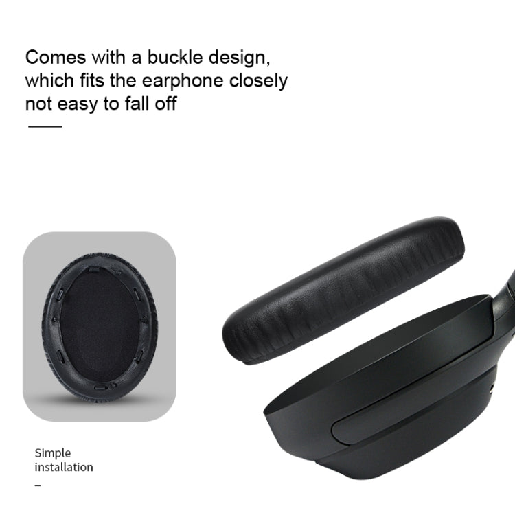 1 Pair PU Leather Earpads for Sony WH-1000XM4, Color: Black+Buckle