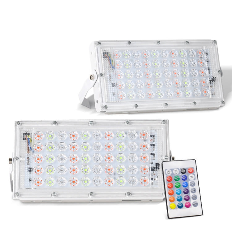 50W LED RGB Water-resistant Ultra-light Outdoor Flood Light with Remote Control