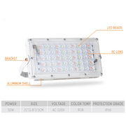 50W LED RGB Water-resistant Ultra-light Outdoor Flood Light with Remote Control