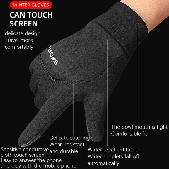 Outdoor Sports Velvet Anti-Slip Glove, Size: L(Black)