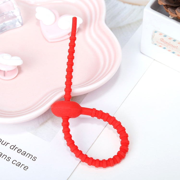 20 PCS Silicone Data Cable Storage Strap Cable Organizer(Red)