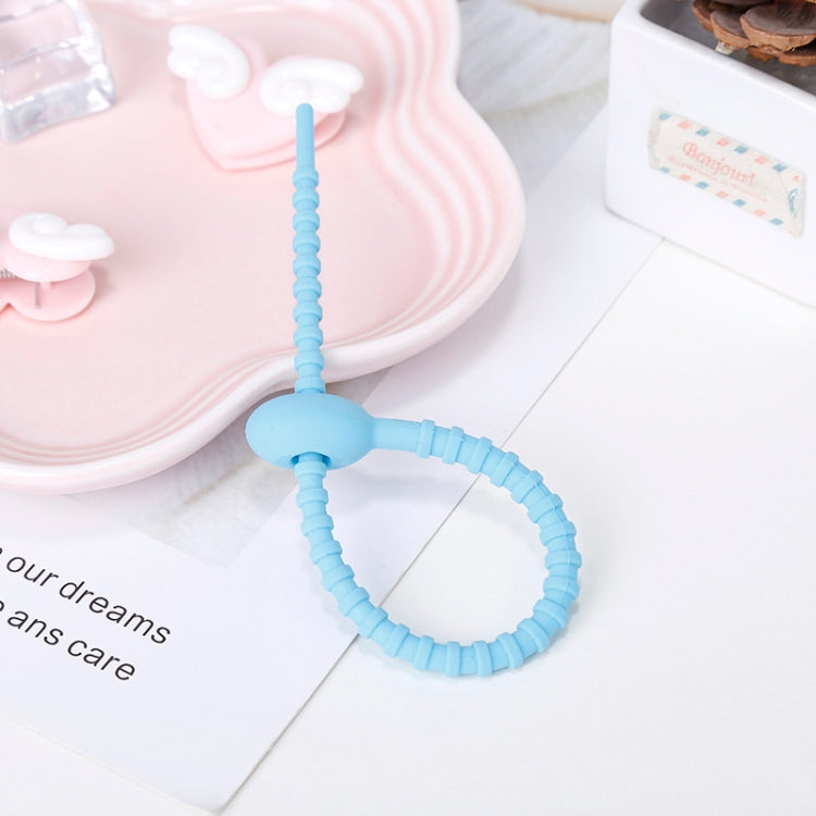 20 PCS Silicone Data Cable Storage Strap Cable Organizer(Blue)