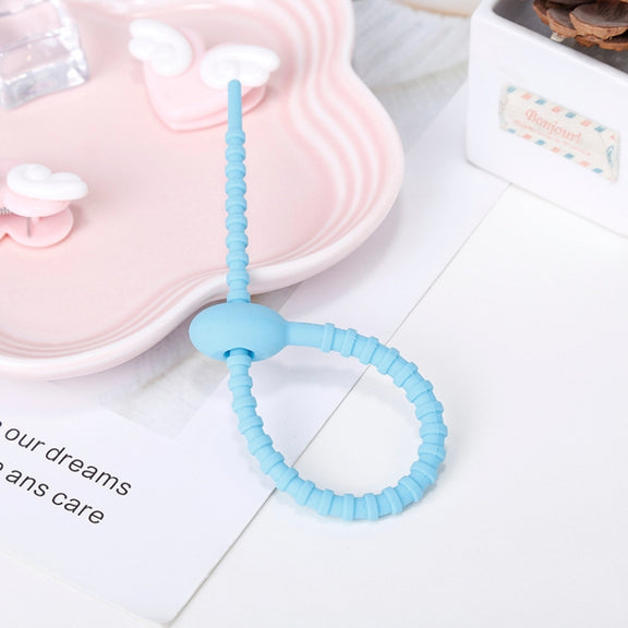 20 PCS Silicone Data Cable Storage Strap Cable Organizer(Blue)