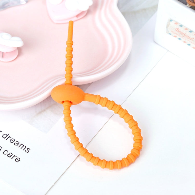 20 PCS Silicone Data Cable Storage Strap Cable Organizer(Orange)