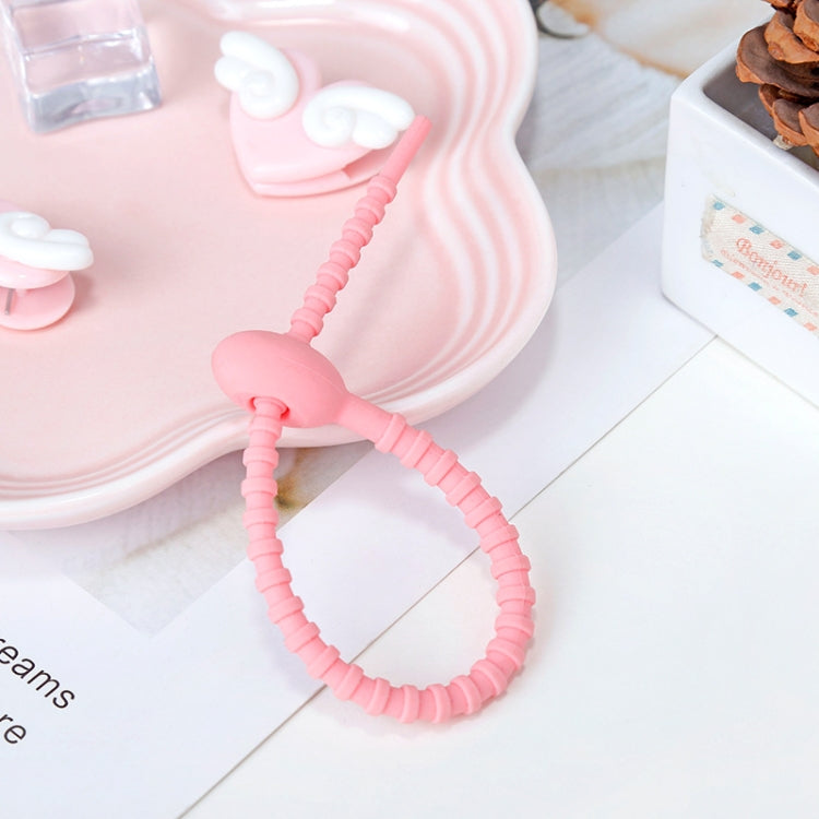 20 PCS Silicone Data Cable Storage Strap Cable Organizer(Pink)
