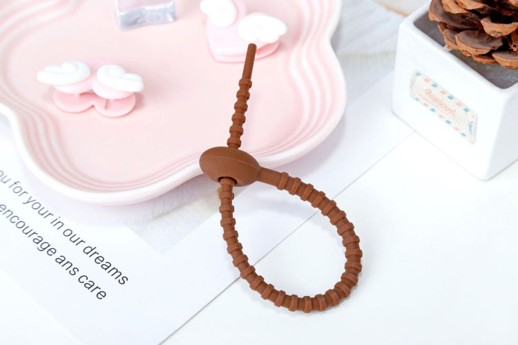 20 PCS Silicone Data Cable Storage Strap Cable Organizer(Brown)