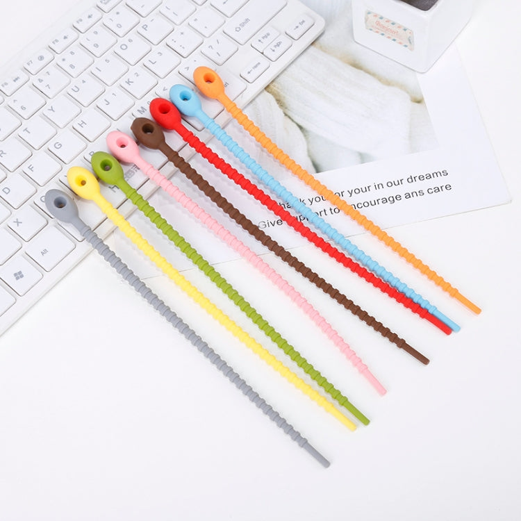 20 PCS Silicone Data Cable Storage Strap Cable Organizer(Blue)