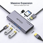 QGeeM 7 In 1 Multifunctional USB3.0 TYPE-C Extension HUB Adapter(QG-UH07-3 V1)