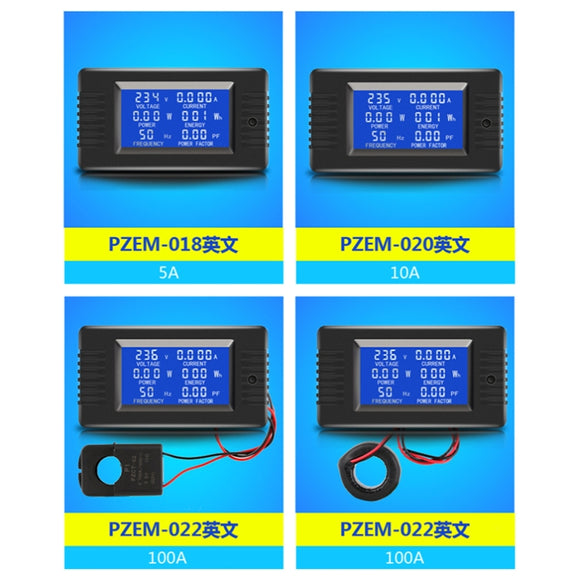 Peacefair English Version Multifunctional AC Digital Display Power Monitor, Specification: 5A