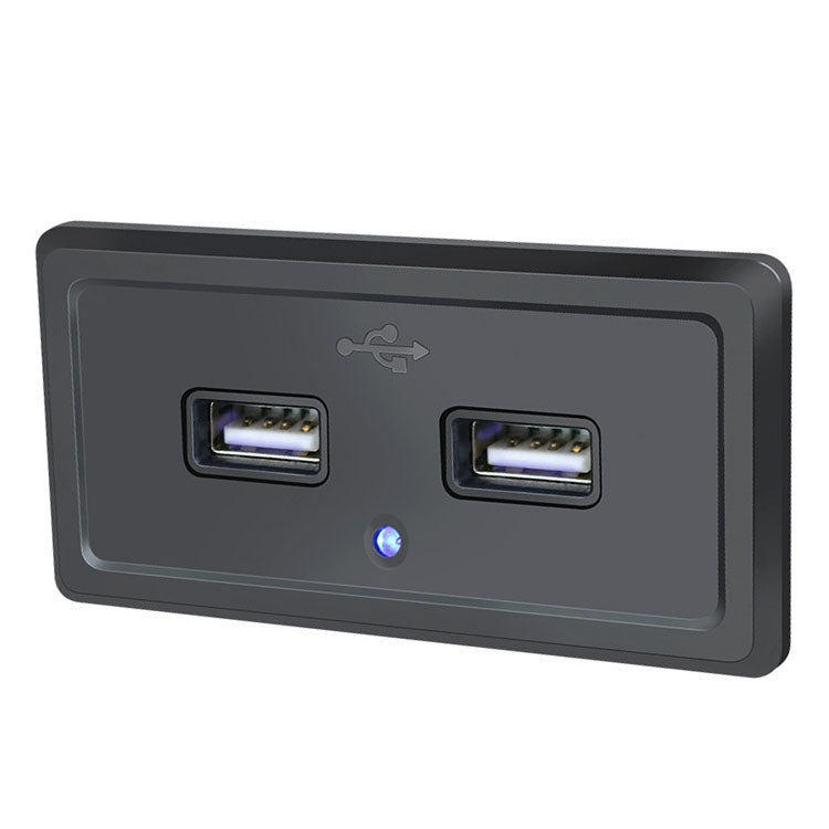 12V24V Route Bus Dual USB Charging Input Car Charger(Blue Light)