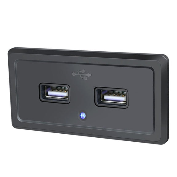 12V24V Route Bus Dual USB Charging Input Car Charger(Blue Light)
