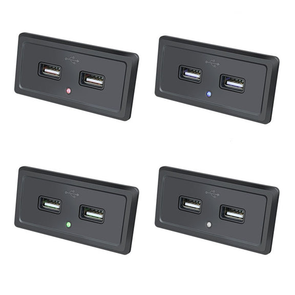 12V24V Route Bus Dual USB Charging Input Car Charger(Red Light)