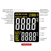 TASI Contact Temperature Meter K-Type Thermocouple Probe Thermometer, Style: TA612B Dual Channels
