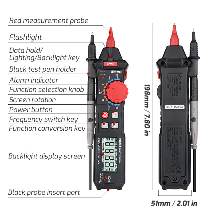 TASI Pen Multimeter Small Portable Intelligent Universal Table, Style: TA802B Automatic Identification