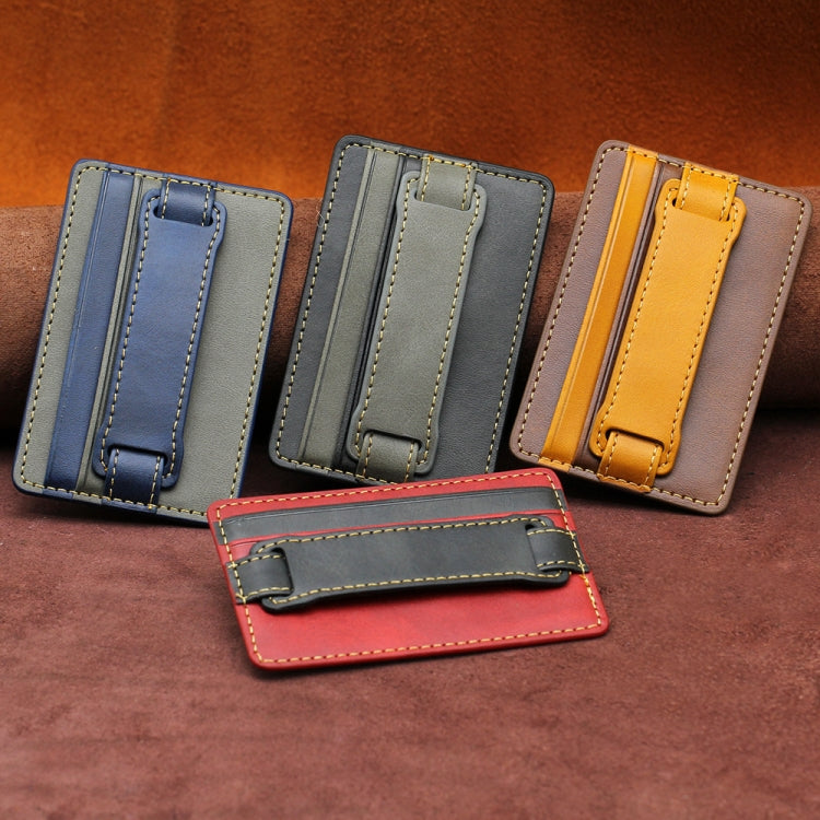 2 PCS Leather Phone Card Sleeve Back Sticker Wrist Pull Strap Holder(Blue)
