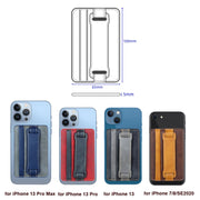2 PCS Leather Phone Card Sleeve Back Sticker Wrist Pull Strap Holder(Blue)