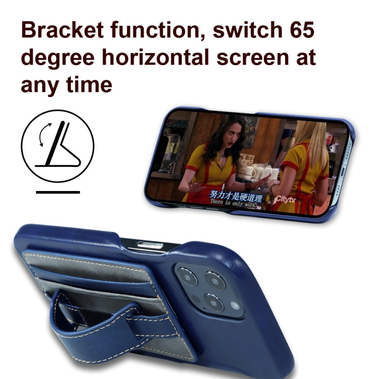2 PCS Leather Phone Card Sleeve Back Sticker Wrist Pull Strap Holder(Blue)
