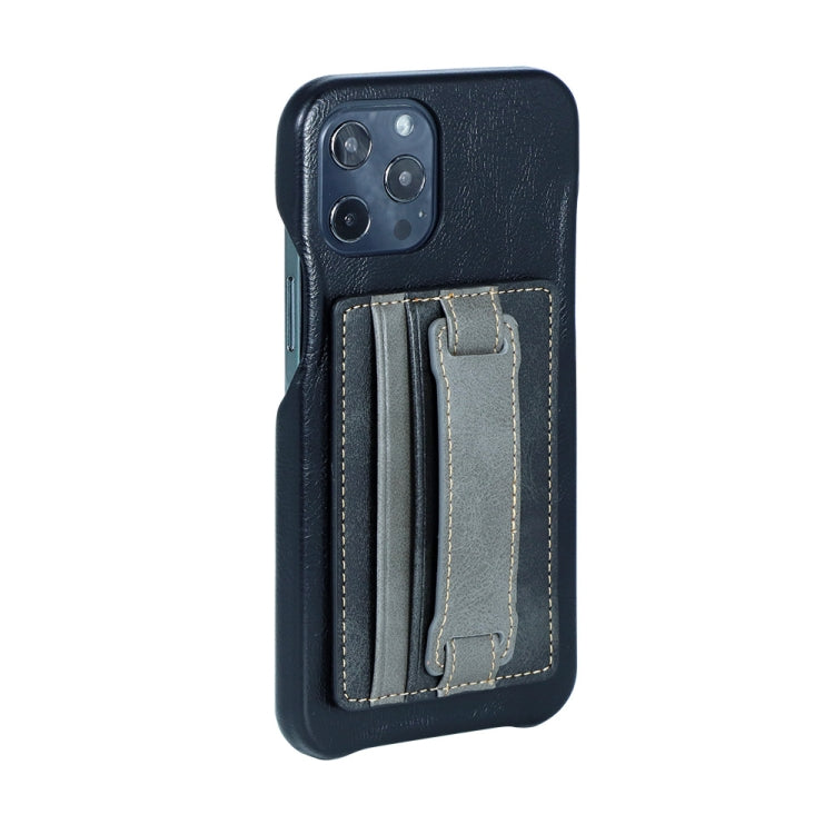 2 PCS Leather Phone Card Sleeve Back Sticker Wrist Pull Strap Holder(Blue)