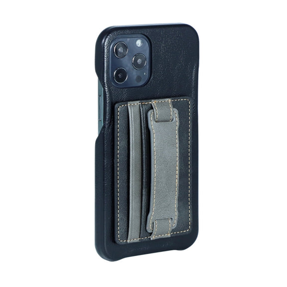 2 PCS Leather Phone Card Sleeve Back Sticker Wrist Pull Strap Holder(Blue)