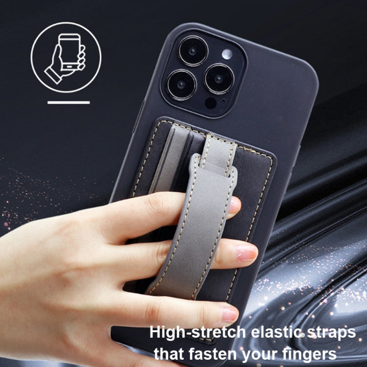 2 PCS Leather Phone Card Sleeve Back Sticker Wrist Pull Strap Holder(Blue)