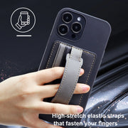 2 PCS Leather Phone Card Sleeve Back Sticker Wrist Pull Strap Holder(Blue)