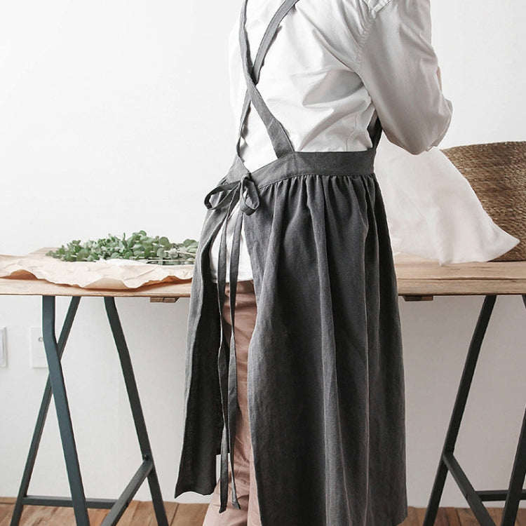 Cotton And Linen Parent-Child Painting Apron Baking Coffee Work Clothes,Size: Adults (oat)
