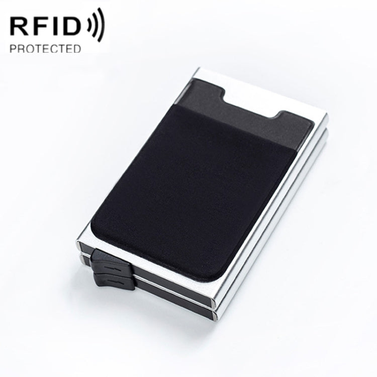 RFID Aluminum Alloy Anti-Degaussing Coin Card Holder(Silver Black)