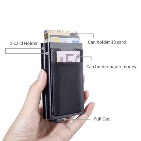 RFID Aluminum Alloy Anti-Degaussing Coin Card Holder(Black)