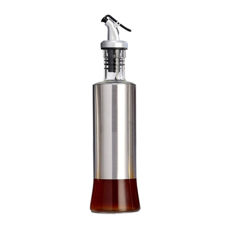 Stainless Steel Glass Oil Bottle Kitchen Pressed Seasoning Bottle, Capacity: 300ml